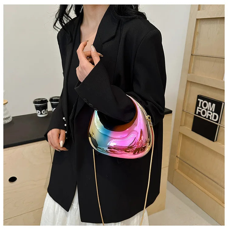 2025 Luxury Designer Evening Clutch Clear Acrylic Women Handbags Fashion Shoulder Bag Half Moon Wedding Purses Party Tote Ladies