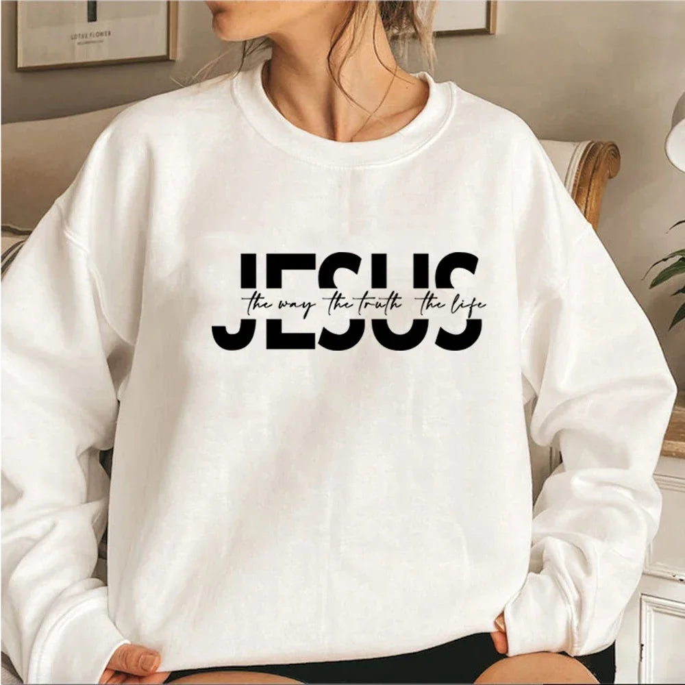 Jesus The Way The Truth The Life Sweatshirt Christian Hoodie Jesus Gift Religious Pullovers Women Sweatshirts Christian Gifts