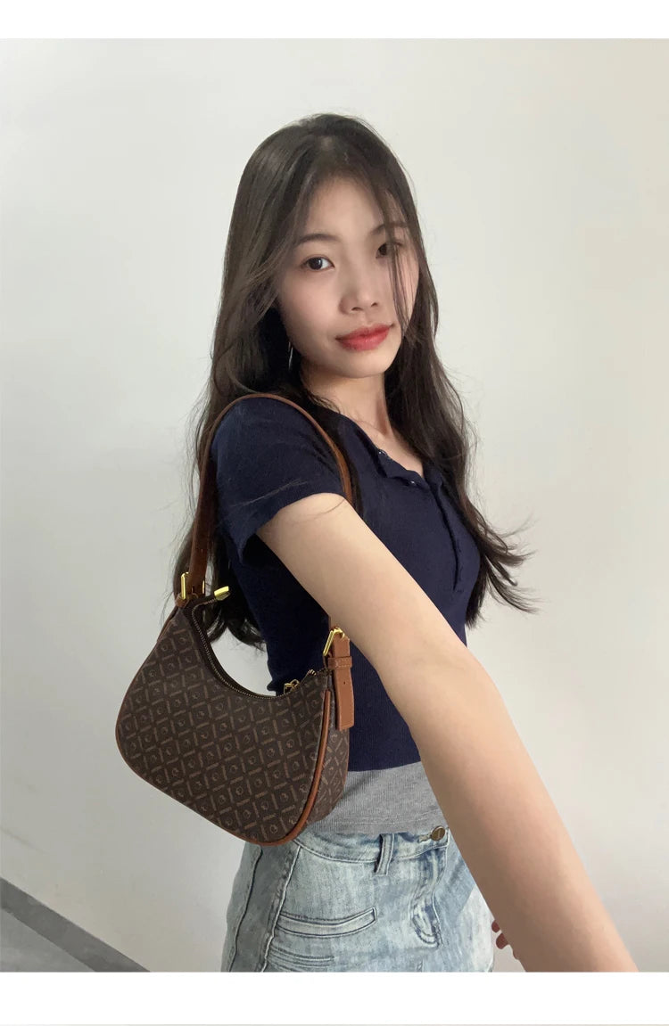 Trend 2024 Shoulder Bag For Women Printed Handbags And Purses PVC Leather Small Underarm Bag  Designer Mini Crossbody Bags