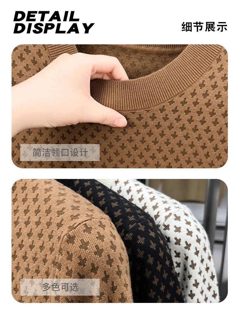 High End Luxury Quality Men's Knitted Pullover O-Neck Z Embroidered Jacquard Sweater Autumn Winter New Korean Fashion Menswear