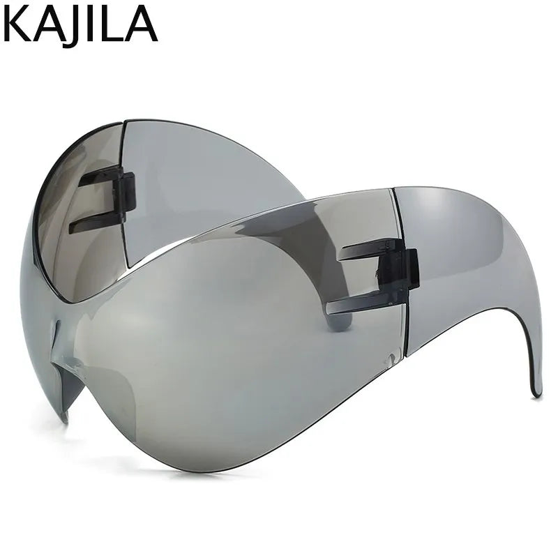 Oversized Y2K Punk One-piece Sunglasses Women Men 2025 Luxury Brand Steampunk Sports Sun Glasses For Lady Windproof Goggle UV400