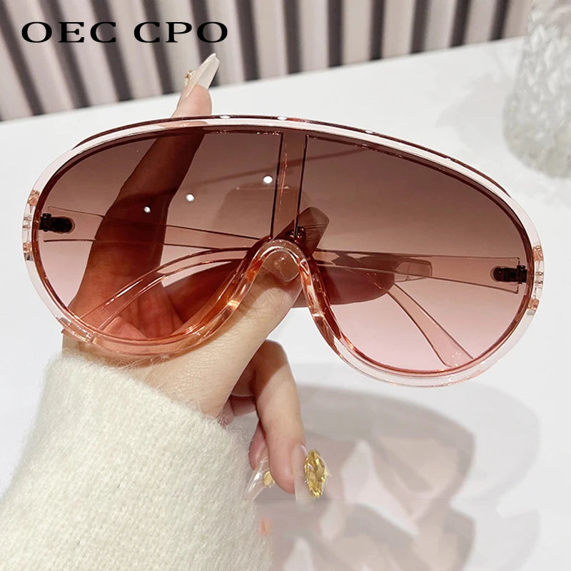 Oversize One Piece Sunglasses Women Men New Luxury Square Sun Glasses Female Trendy Large Frame Outdoor Shades UV400 Eyewear