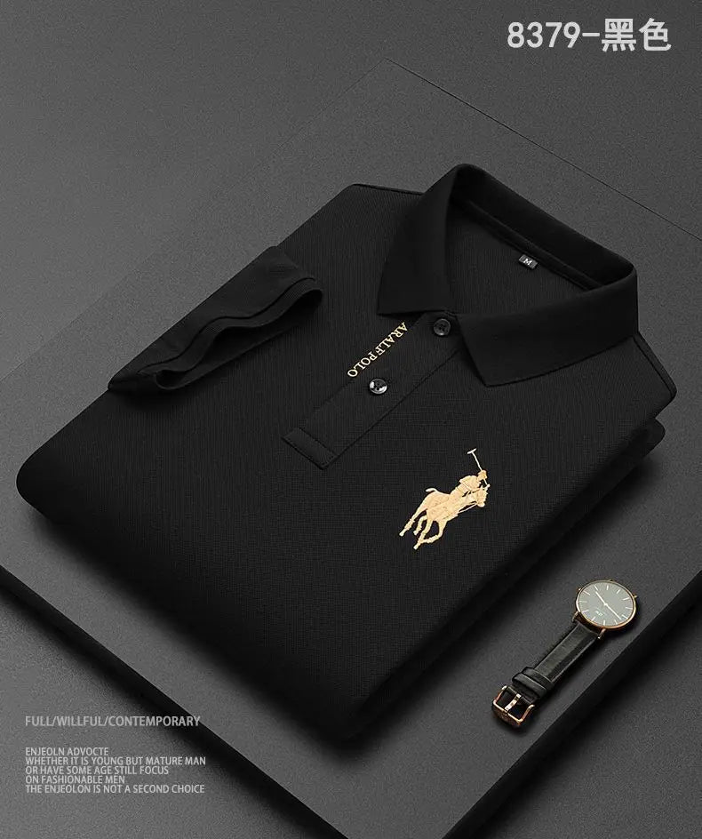 Embroidered Men's Pure Cotton Popsicle Cotton Short Sleeved Polo Shirt 2024 Summer New Business Casual Breathable Men's Top 4xl