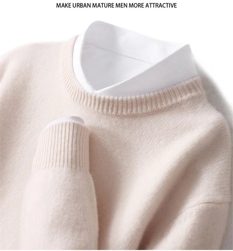 Cashmere Sweater O-neck Pullovers Men's Loose Oversized M-3XL Knitted Bottom Shirt Autumn Winter New Korean Casual Men's Top