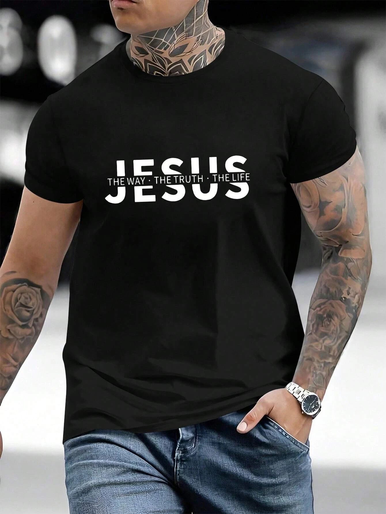 Jesus Men Cotton Tshirt Luxury Brand Fashion Big Size Top Casual Short Sleeve Streetwear Classic Print New Arrival Tee S-4XL