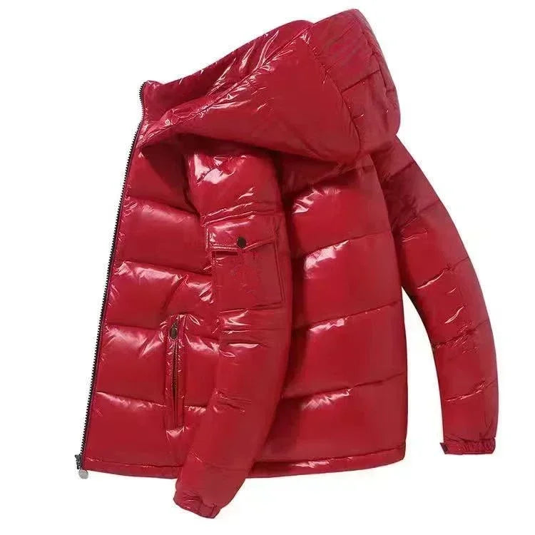 New Korean style glossy wash-free down jacket short couple fashion trend retro loose thickened white duck down winter jacket