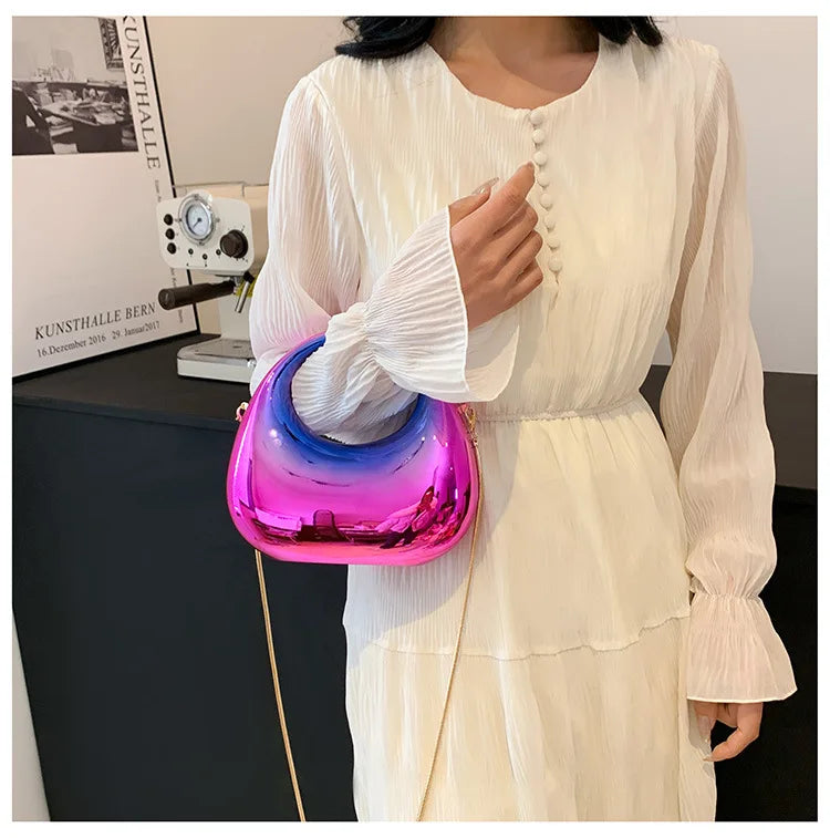 2025 Luxury Designer Evening Clutch Clear Acrylic Women Handbags Fashion Shoulder Bag Half Moon Wedding Purses Party Tote Ladies