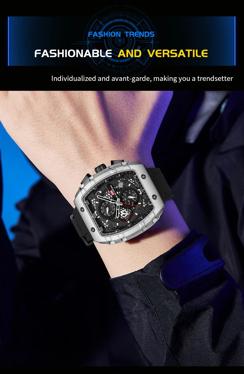 2025 New VA VA VOOM Top Brand Men Watches Luxury Square Sports Quartz Watch Waterproof Multifunctional Chronograph Watch for Men