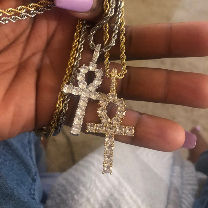 Rap Cross Pendant Necklace For Women Jewelry Female Statement Men Iced Out Chain Wholesale Gold Color HIPHOP Jewelery