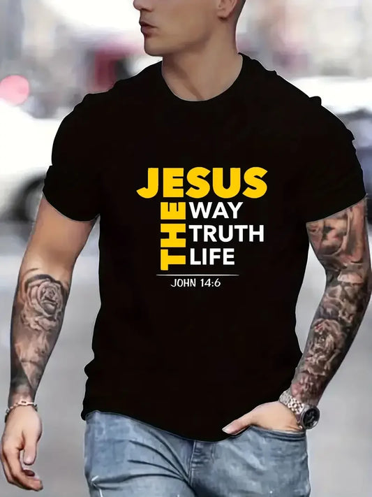 Jesus Print T Shirt, Tees For Men, Casual Short Sleeve T-shirt For Summer Casual for All-Season Comfort & Easy Care