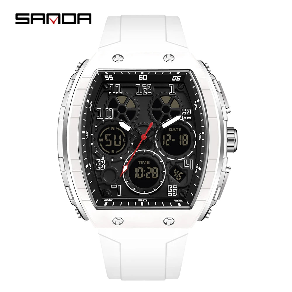 SANDA Men Watches Military Sports Quartz Electronic Watch Waterproof Watch Man Double Display Digital Wristwatch Date Male Clock