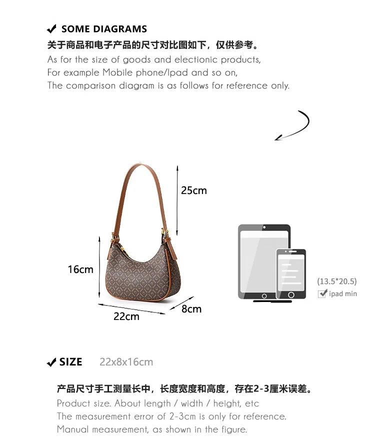 Trend 2024 Shoulder Bag For Women Printed Handbags And Purses PVC Leather Small Underarm Bag  Designer Mini Crossbody Bags