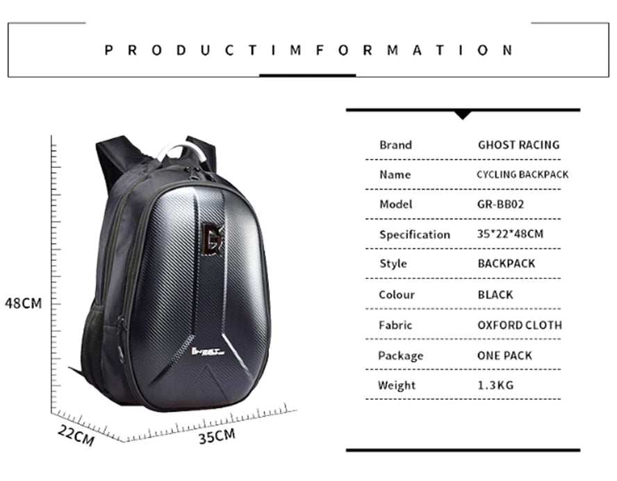 Ghost Racing Large Capacity Motorcycle Bag Waterproof Oxford Cloth Moto Motorbike Riding Backpack Reflective Cycling Package