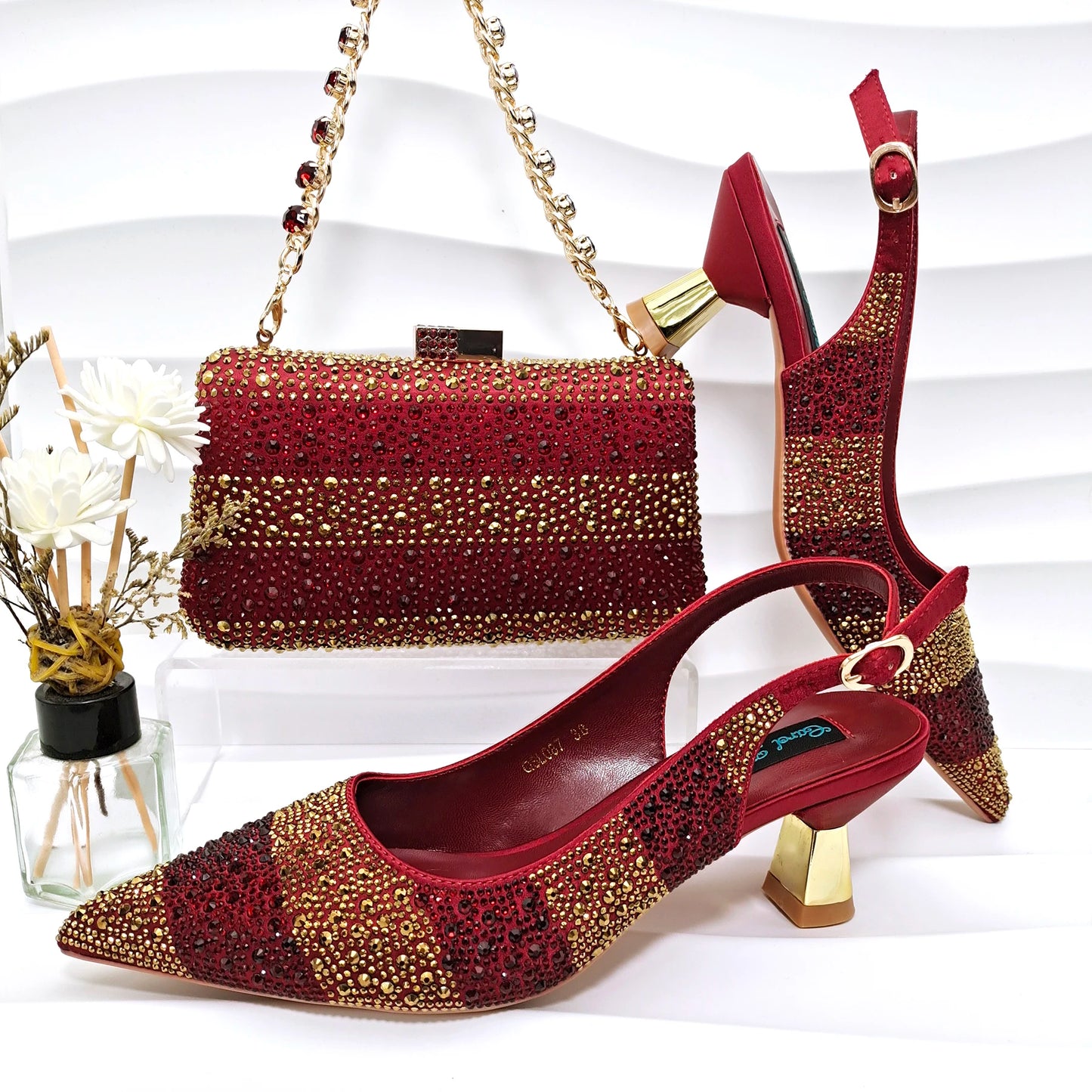 Doershow Charming Shoes And Bag Matching Set With orange Hot Selling Women Italian Shoes And Bag Set For Party Wedding! HGF1-9