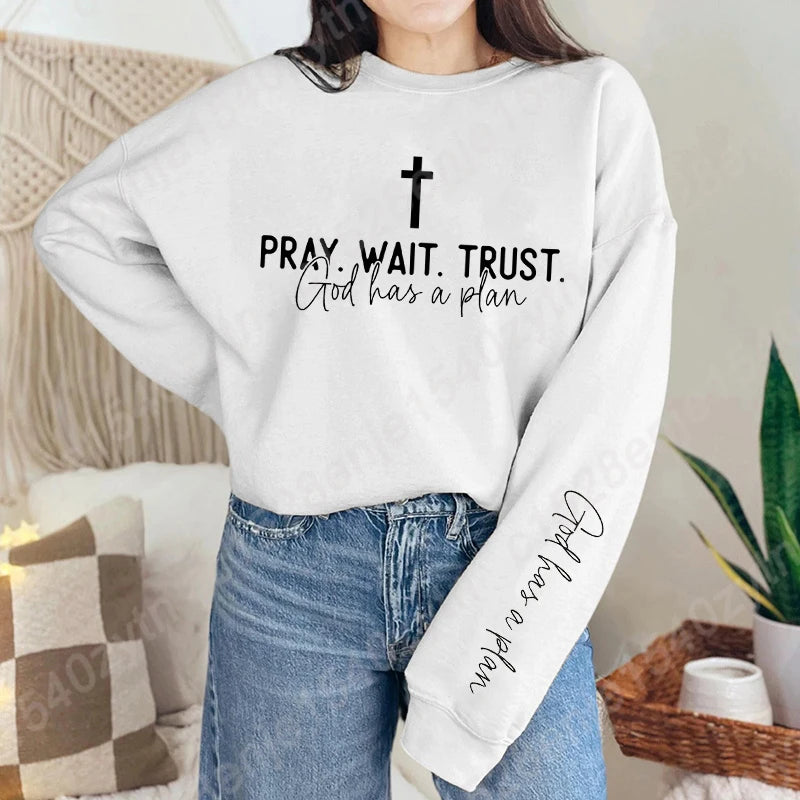 Uplifting Christian Quote Crewneck Sweatshirt, Long Sleeve, Women's Fashion Oversized Sweatshirts, Inspirational Print Pullovers