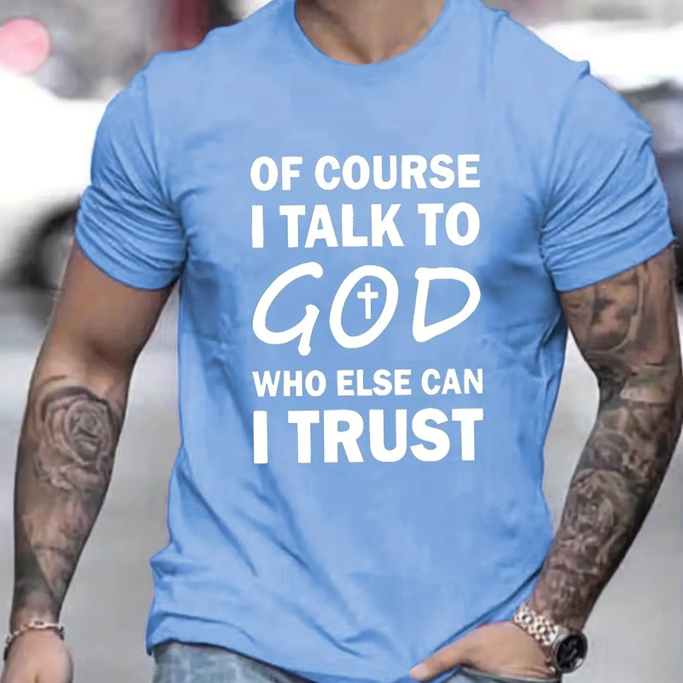 Talk To God Jesus T Shirt  Print Tees for Men100% Cotton Casual Short Sleeve  for Summer Spring Fall Oversized Tops As Gifts