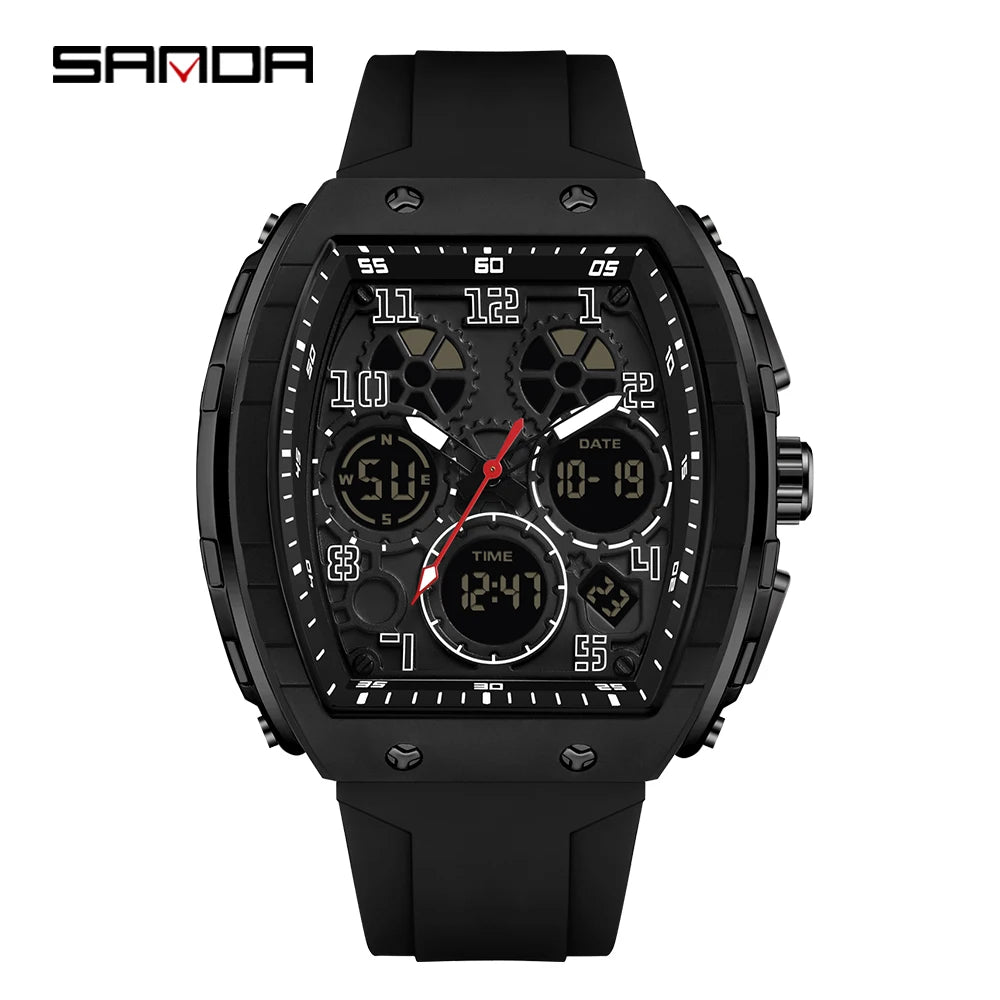 SANDA Men Watches Military Sports Quartz Electronic Watch Waterproof Watch Man Double Display Digital Wristwatch Date Male Clock