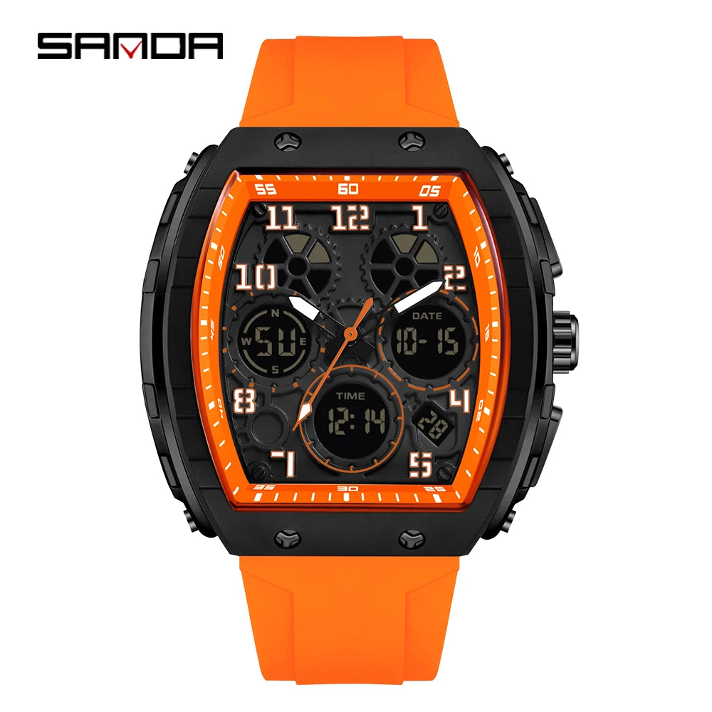 SANDA Men Watches Military Sports Quartz Electronic Watch Waterproof Watch Man Double Display Digital Wristwatch Date Male Clock