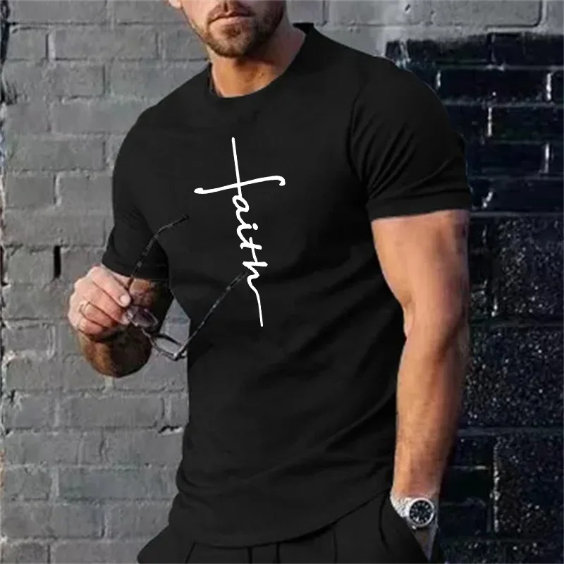 Classic Jesus Men's Short Sleeve Sports Tee Men's Workout Print T-shirt Men's Faith Shirt