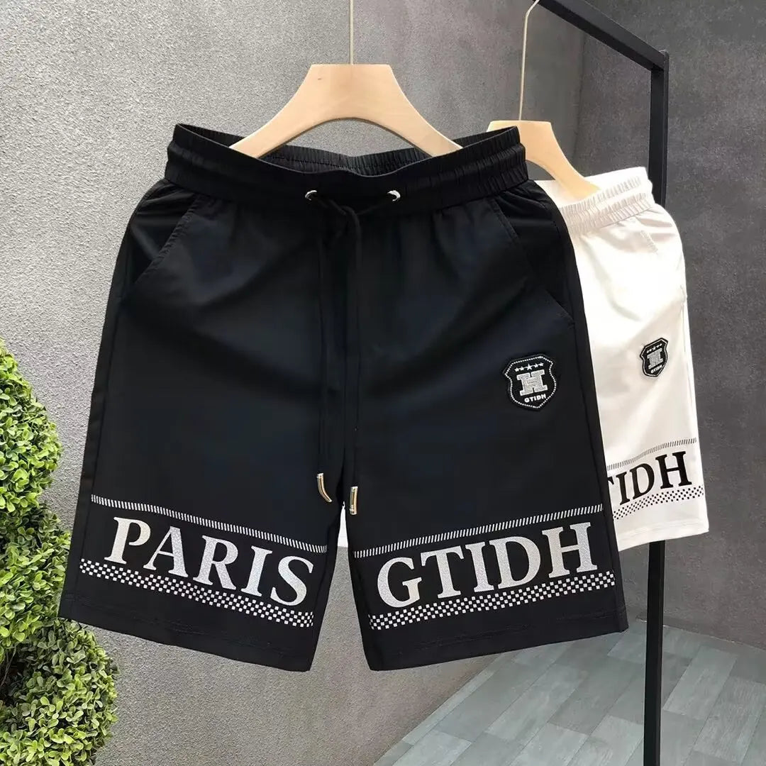 American Gym Shorts High Quality Men's Shorts Summer Fashion White Sports Short Pants High Street Men's Clothing Streetwear 2024