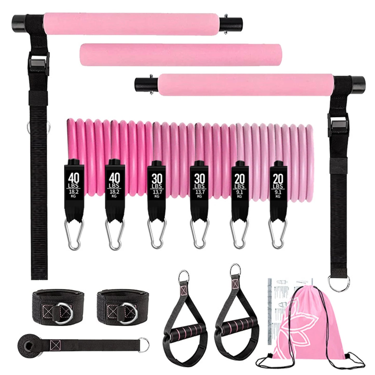 11pcs Portable Pilates Bar Exercise Kit Home Gym Pilates Resistance Bar Kit for Home Workouts for All Fitness Levels MIAO