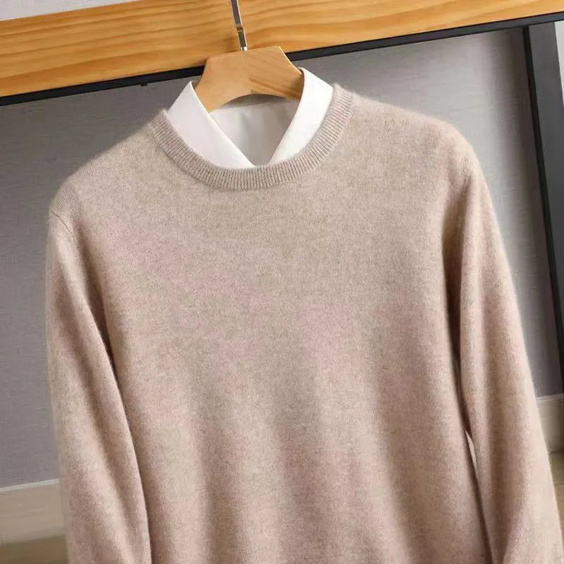 Cashmere Sweater O-neck Pullovers Men's Loose Oversized M-3XL Knitted Bottom Shirt Autumn Winter New Korean Casual Men's Top