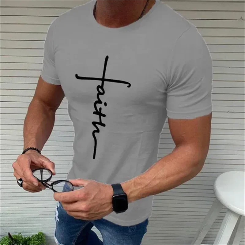 Classic Jesus Men's Short Sleeve Sports Tee Men's Workout Print T-shirt Men's Faith Shirt