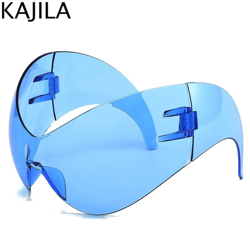 Oversized Y2K Punk One-piece Sunglasses Women Men 2025 Luxury Brand Steampunk Sports Sun Glasses For Lady Windproof Goggle UV400