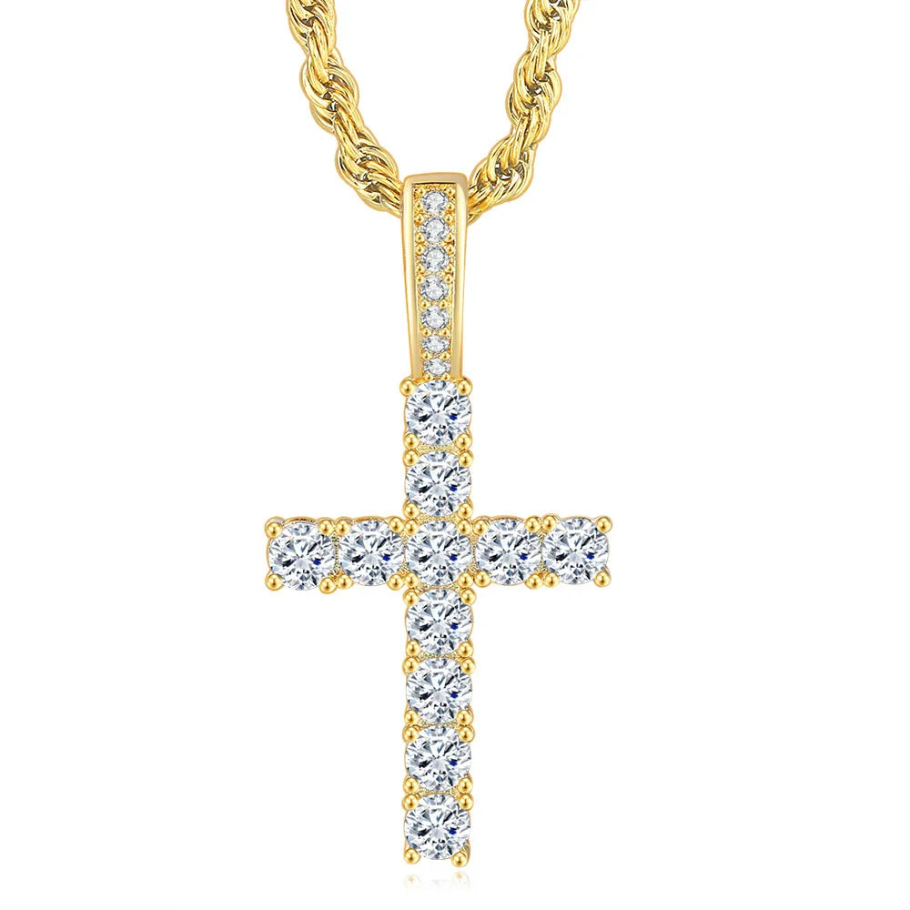 Rap Cross Pendant Necklace For Women Jewelry Female Statement Men Iced Out Chain Wholesale Gold Color HIPHOP Jewelery