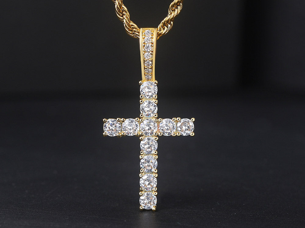 Rap Cross Pendant Necklace For Women Jewelry Female Statement Men Iced Out Chain Wholesale Gold Color HIPHOP Jewelery