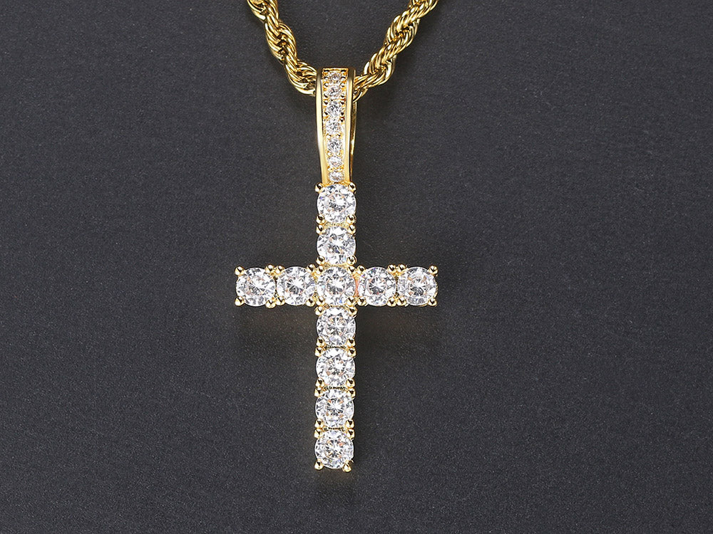 Rap Cross Pendant Necklace For Women Jewelry Female Statement Men Iced Out Chain Wholesale Gold Color HIPHOP Jewelery