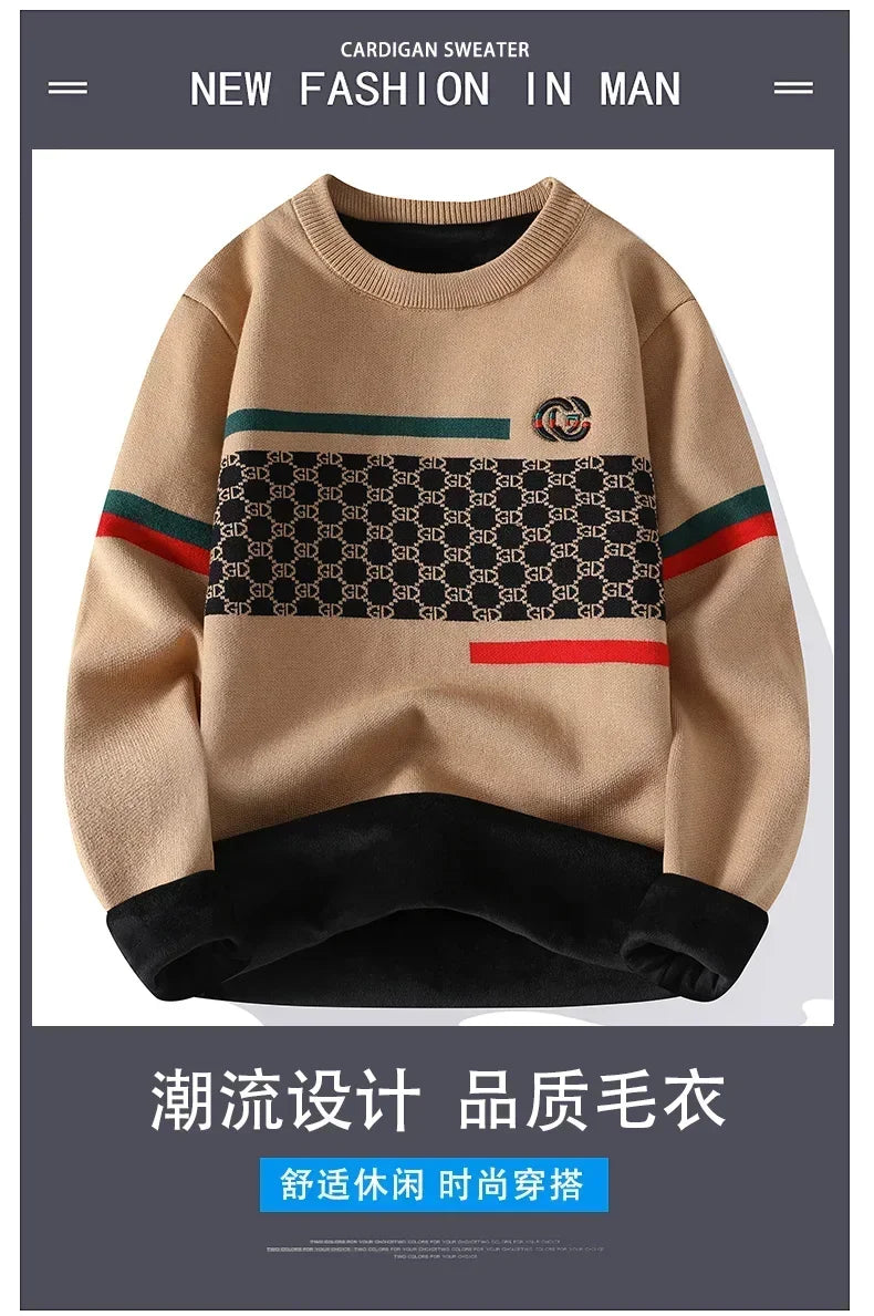 Casual Sweater Men Knitted Pullover Top Quality Spring Autumn Mens Handsome Fashion Cashmere Knitwear Male Clothing