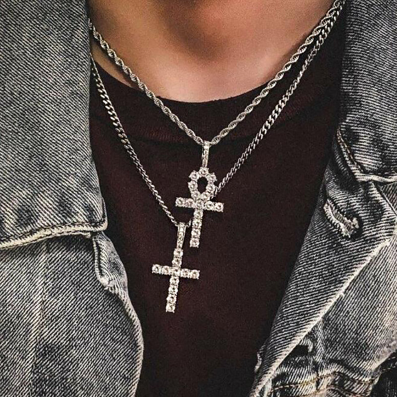 Rap Cross Pendant Necklace For Women Jewelry Female Statement Men Iced Out Chain Wholesale Gold Color HIPHOP Jewelery