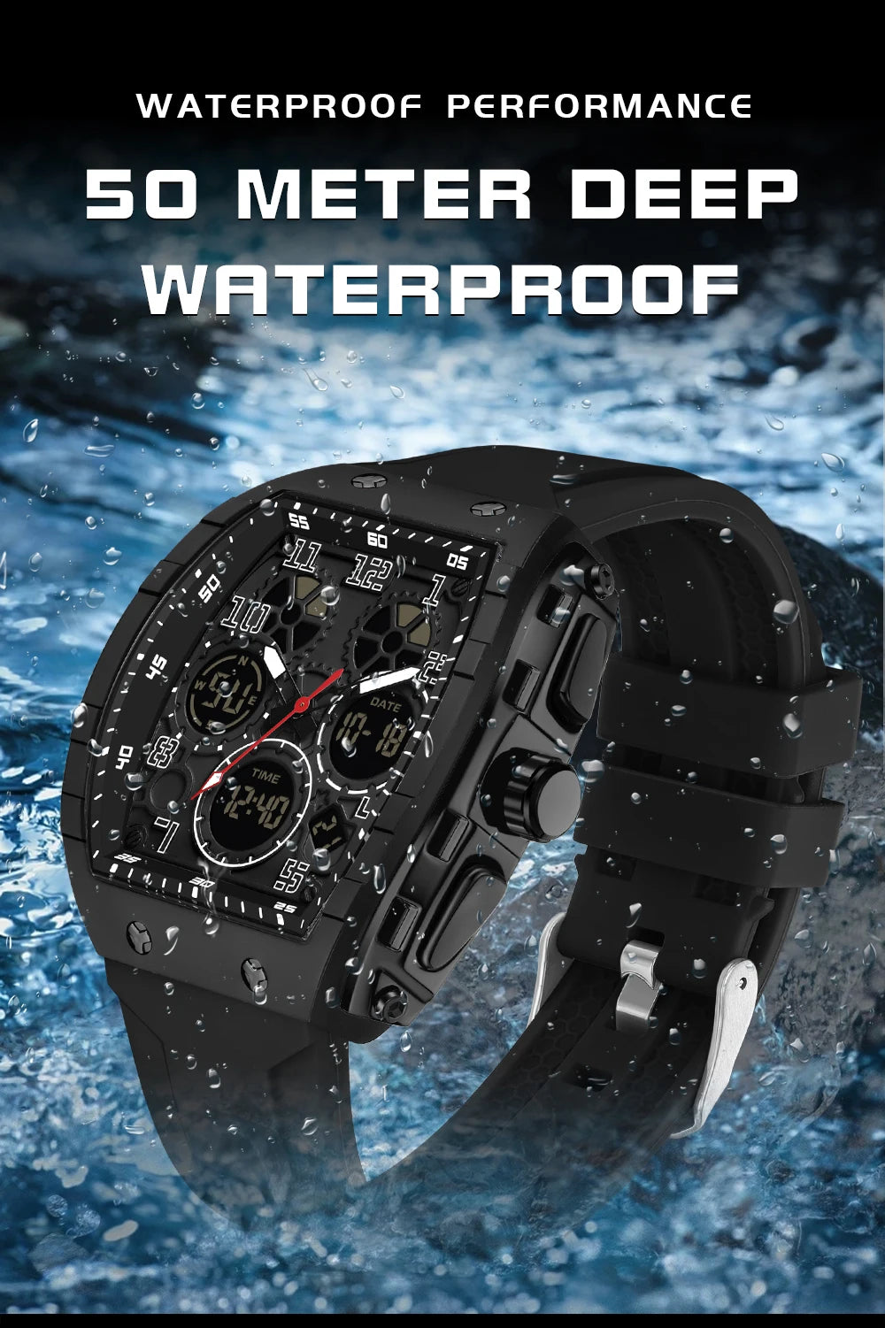 SANDA Men Watches Military Sports Quartz Electronic Watch Waterproof Watch Man Double Display Digital Wristwatch Date Male Clock