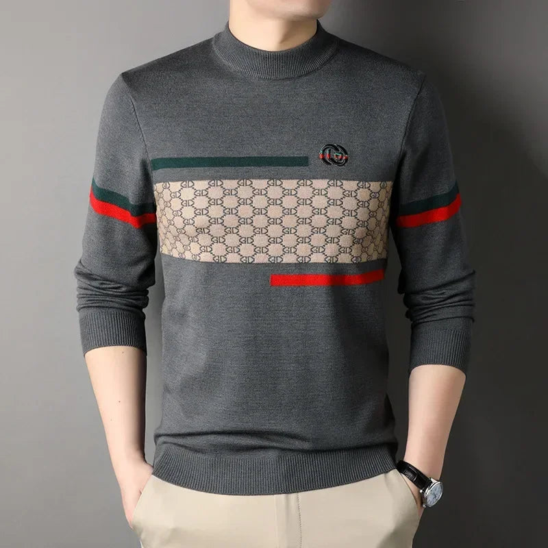 Casual Sweater Men Knitted Pullover Top Quality Spring Autumn Mens Handsome Fashion Cashmere Knitwear Male Clothing