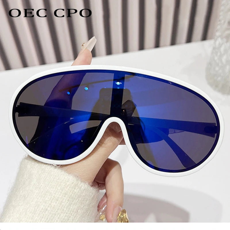 Oversize One Piece Sunglasses Women Men New Luxury Square Sun Glasses Female Trendy Large Frame Outdoor Shades UV400 Eyewear