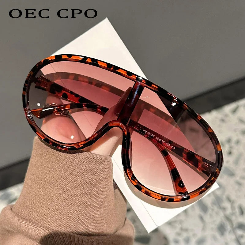 Oversize One Piece Sunglasses Women Men New Luxury Square Sun Glasses Female Trendy Large Frame Outdoor Shades UV400 Eyewear