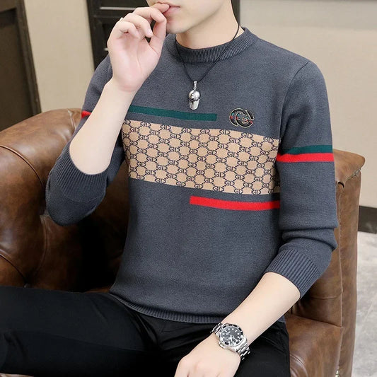 Casual Sweater Men Knitted Pullover Top Quality Spring Autumn Mens Handsome Fashion Cashmere Knitwear Male Clothing