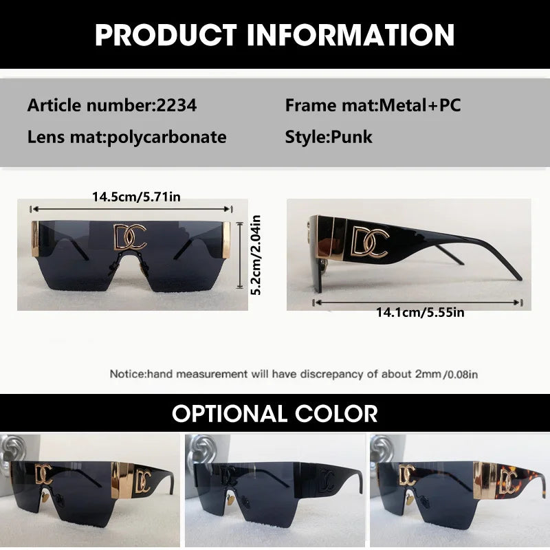 New 2024 Luxury Designer Square Sunglasses Women's Fashion Punk Sunglasses Women's Gradient Sunshade Glasses Oculos UV400