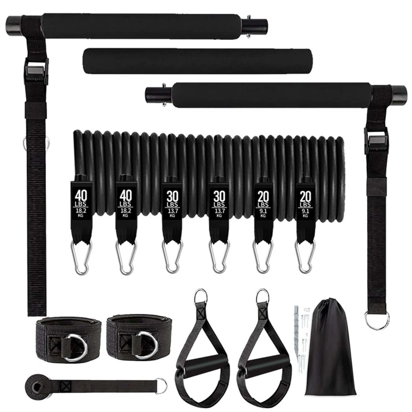 11pcs Portable Pilates Bar Exercise Kit Home Gym Pilates Resistance Bar Kit for Home Workouts for All Fitness Levels MIAO