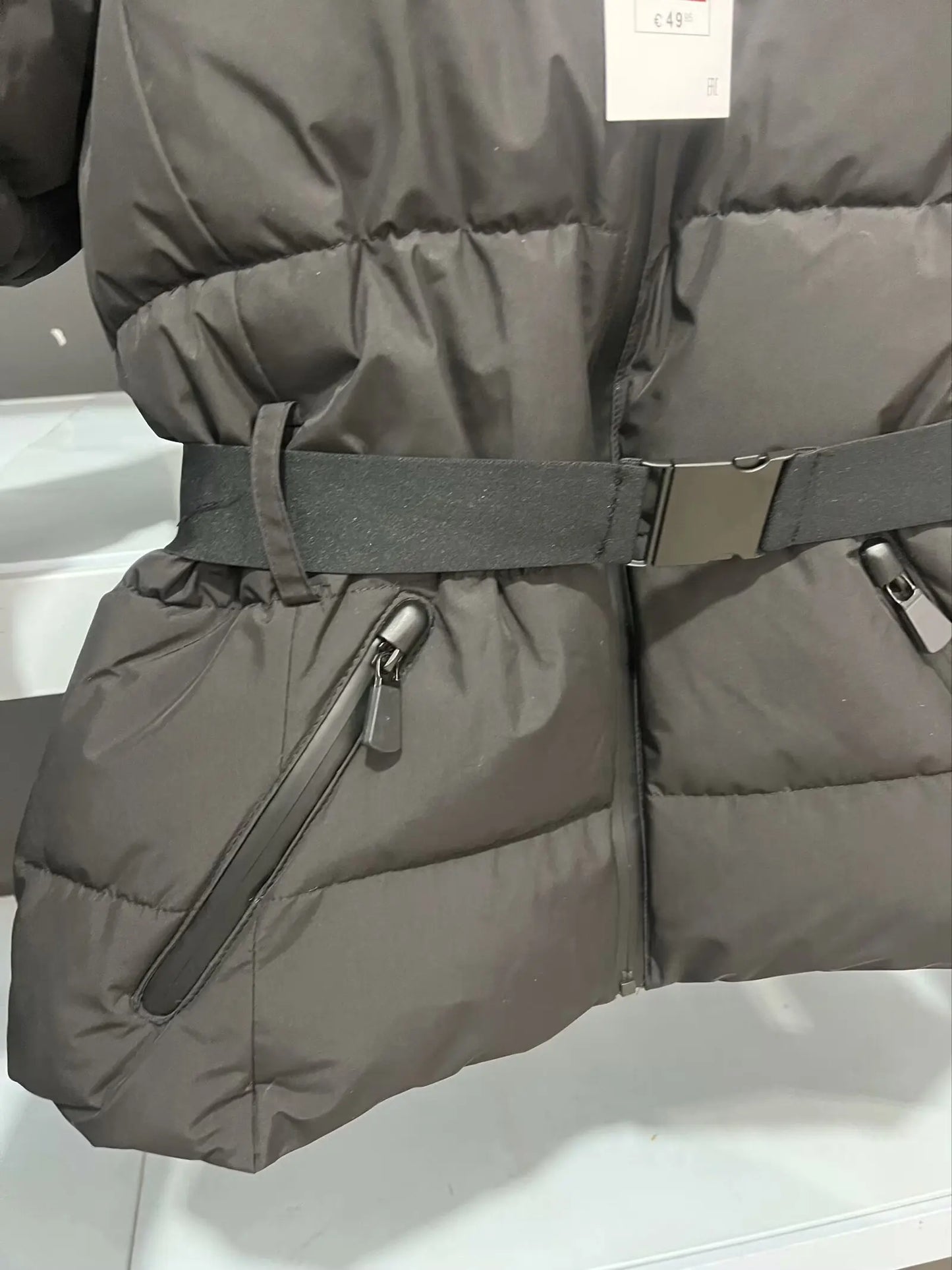 2025 RARA new women's fashion waist with belt hooded down cotton jacket commuting warm windproof jacket more comfortable to wear