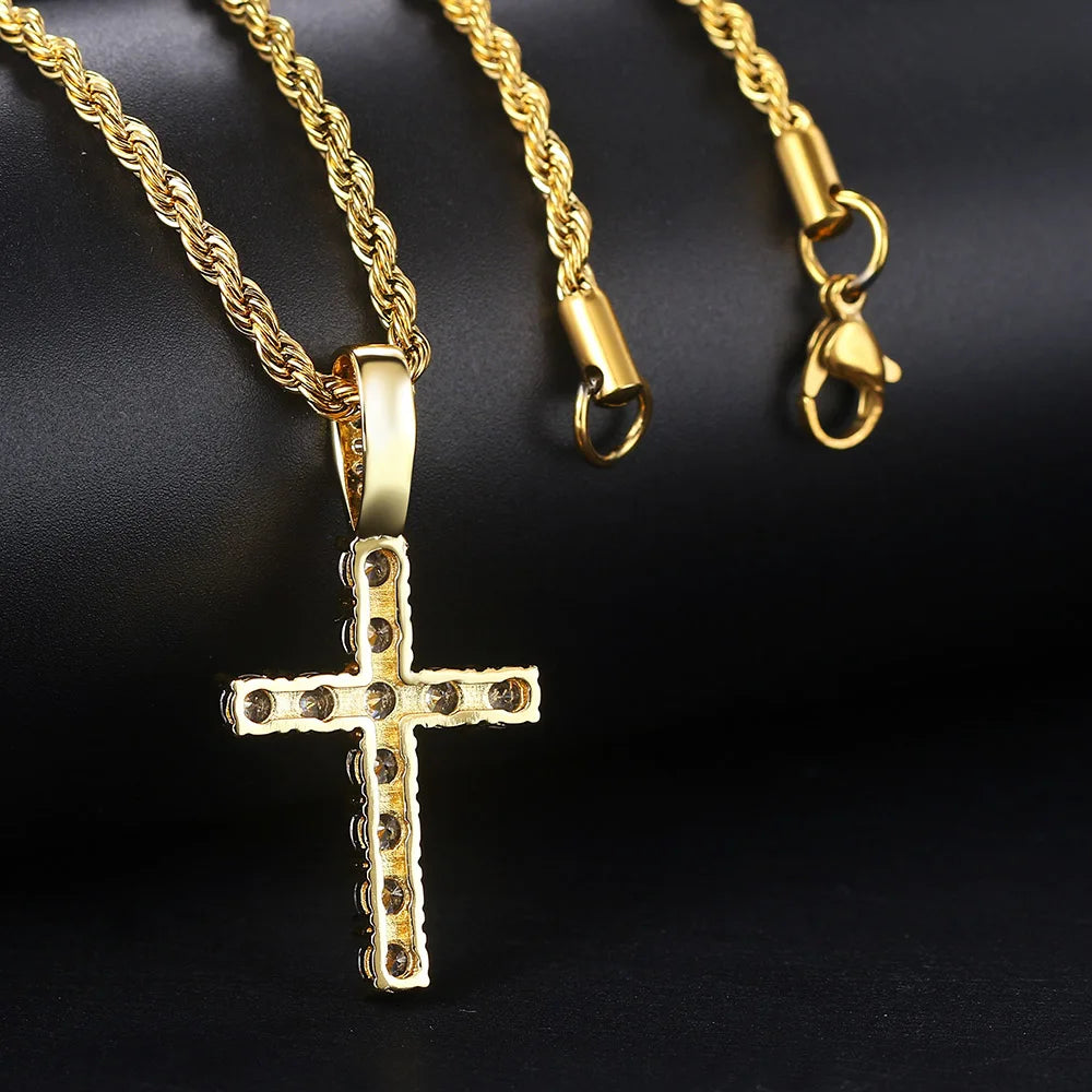 Rap Cross Pendant Necklace For Women Jewelry Female Statement Men Iced Out Chain Wholesale Gold Color HIPHOP Jewelery